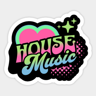 HOUSE MUSIC  - Y2K Retro Heart (black/lime/pink) Sticker